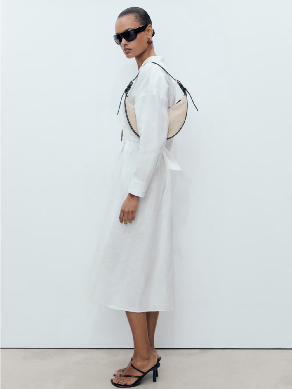 MANGO 100% LINEN SHIRT DRESS WITH BELT - Picture 5 of 10